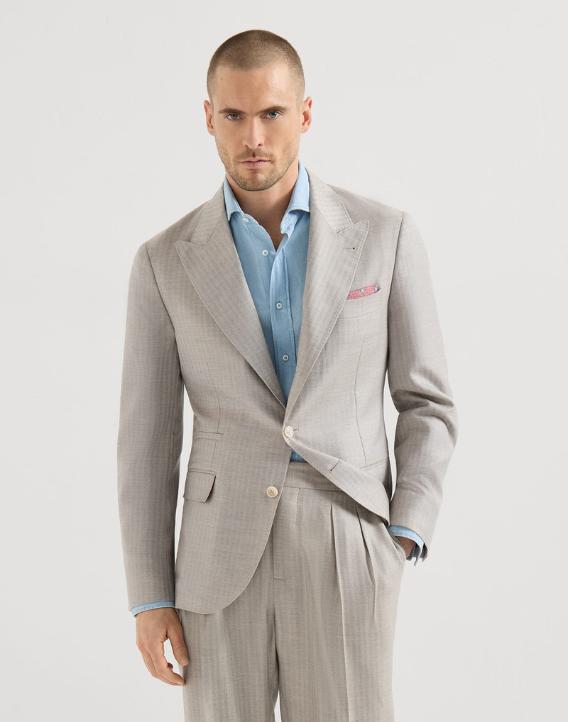 Cashmere and silk chevron deconstructed blazer with peak lapels 2