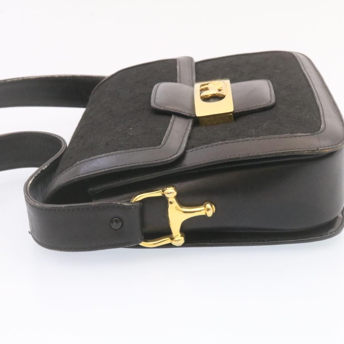 CELINE C Macadam Horse Carriage Shoulder Bag Canvas Black Gold - 3
