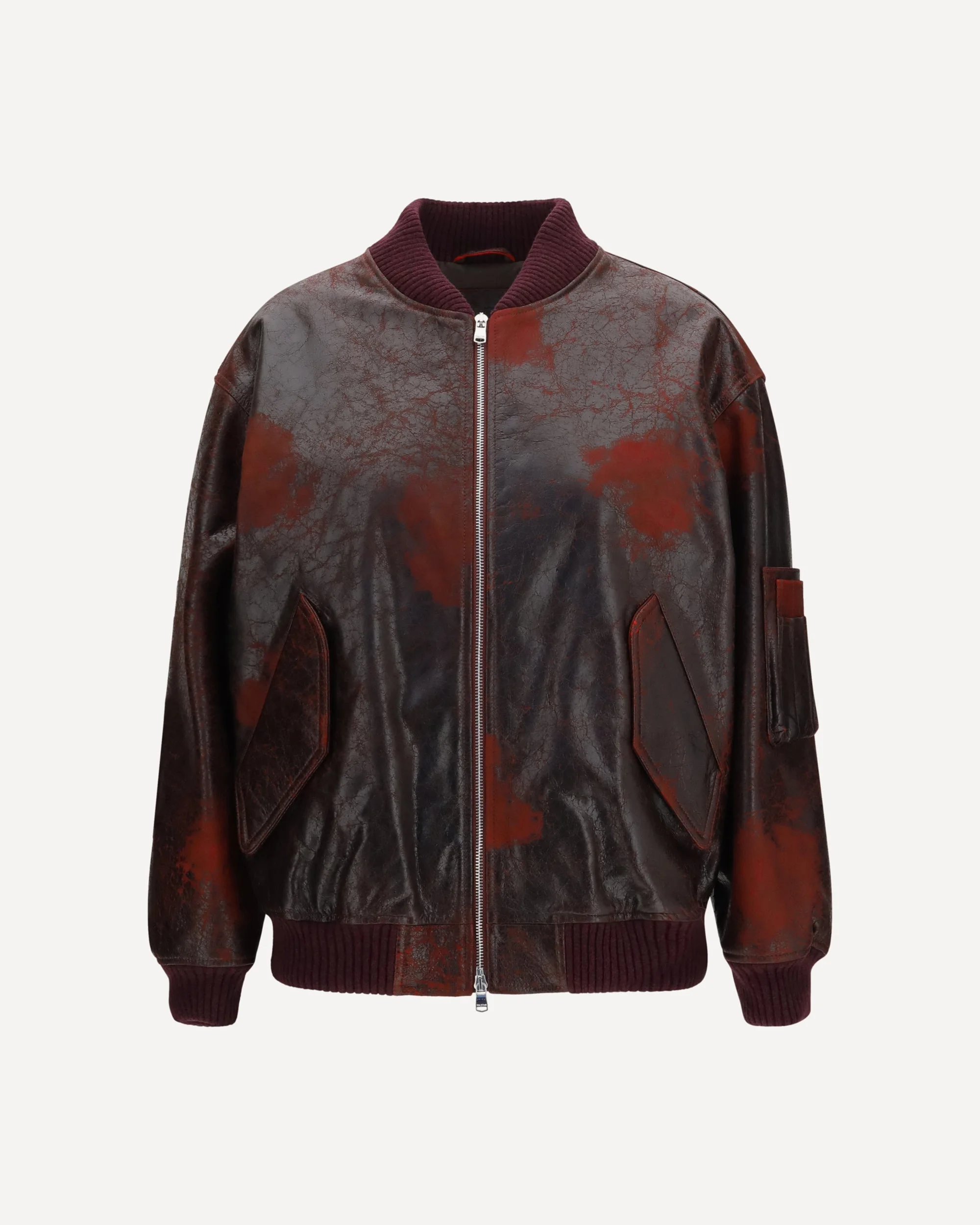 Oversized crackle nappa Bomber Jacket - 1