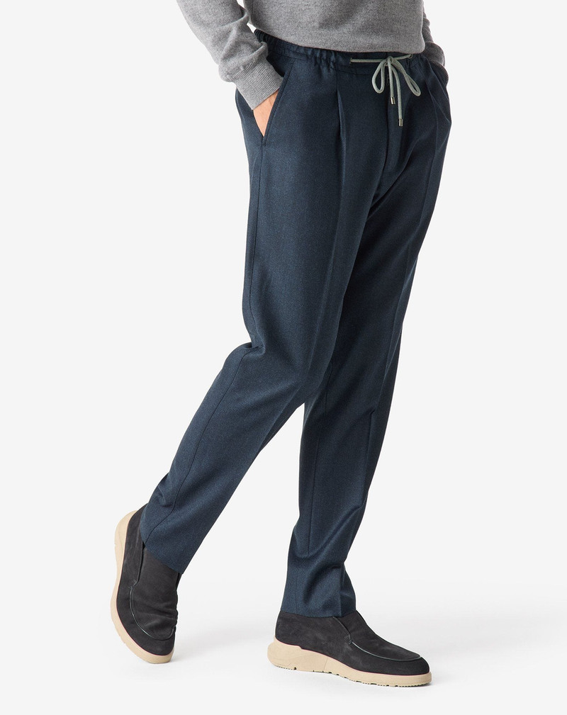 Navy blue stretch wool flannel joggers 3