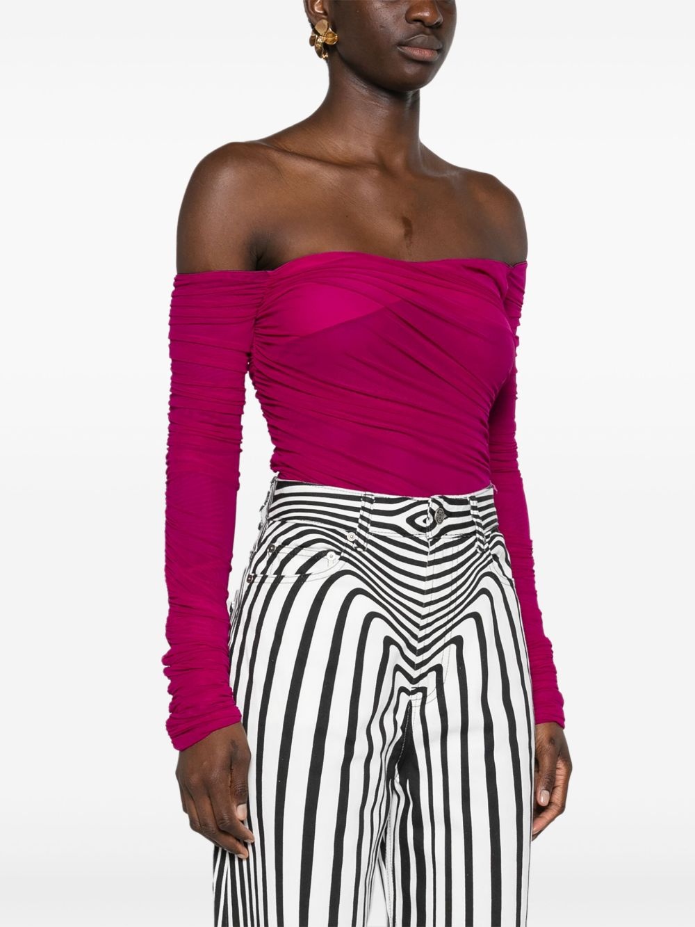 off-shoulder ruched bodysuit - 3