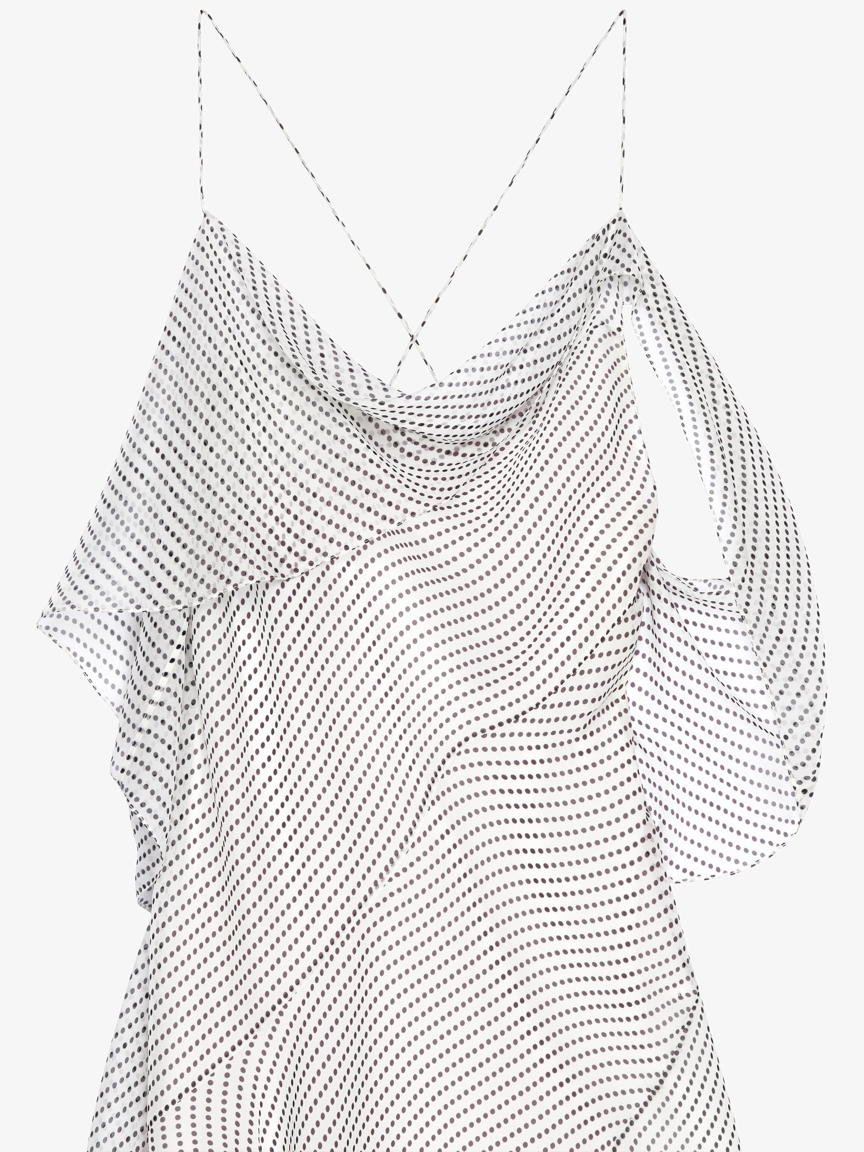 ASYMMETRIC POLKA DOTS DRAPED DRESS IN SILK CHIFFON - 5