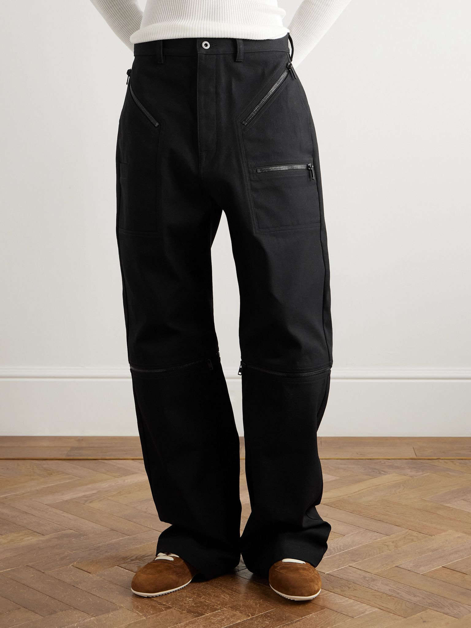 Strobe Convertible Wide-Leg Zip-Detailed Cotton-Twill Trousers Brown - 3