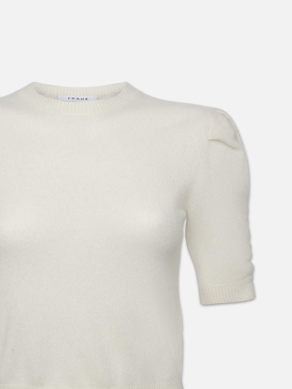 Ruched Sleeve Cashmere Sweater in Cream - 2