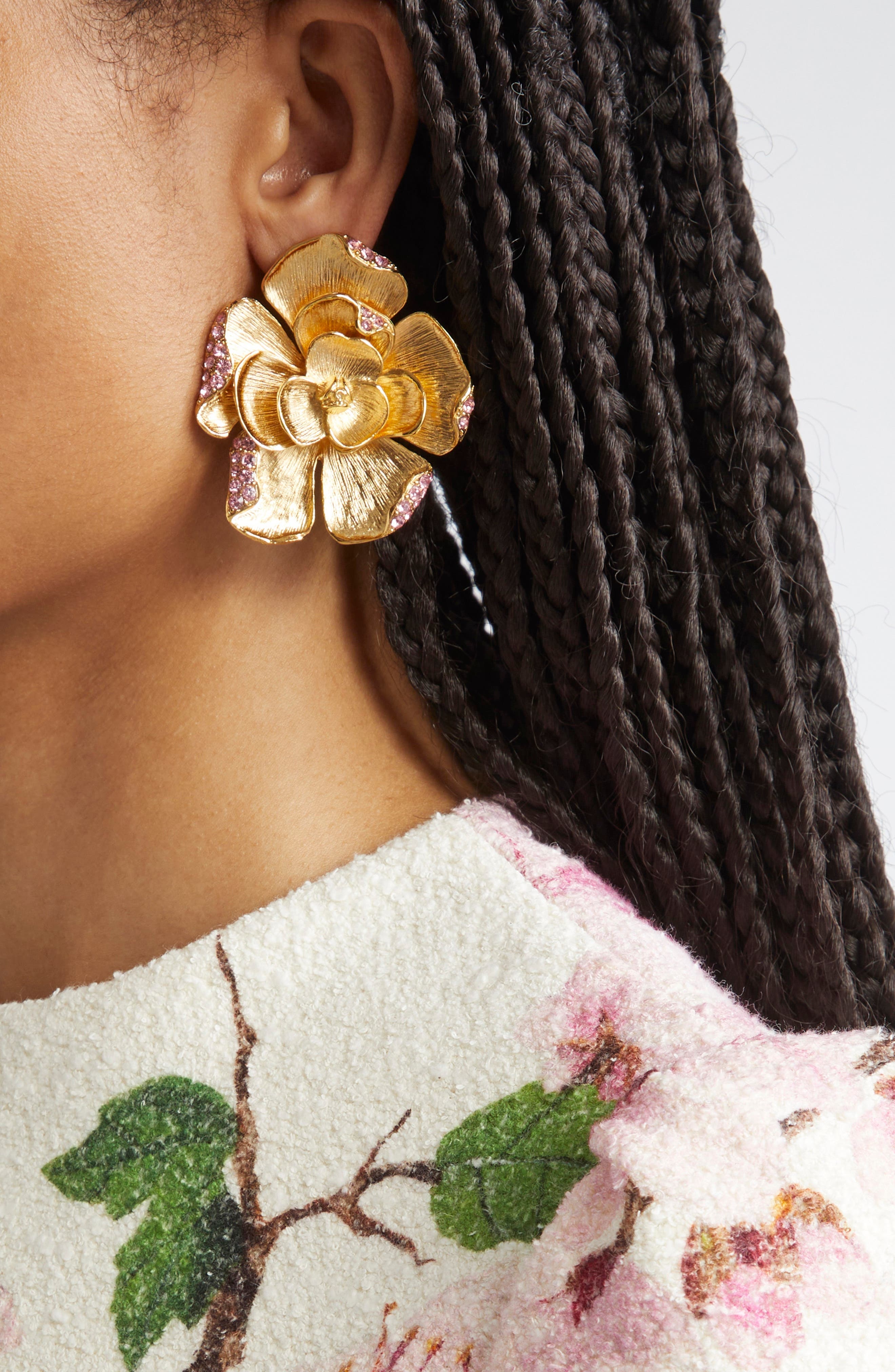 Oscar de la Renta Large Rose Clip-On Earrings at Nordstrom - 2