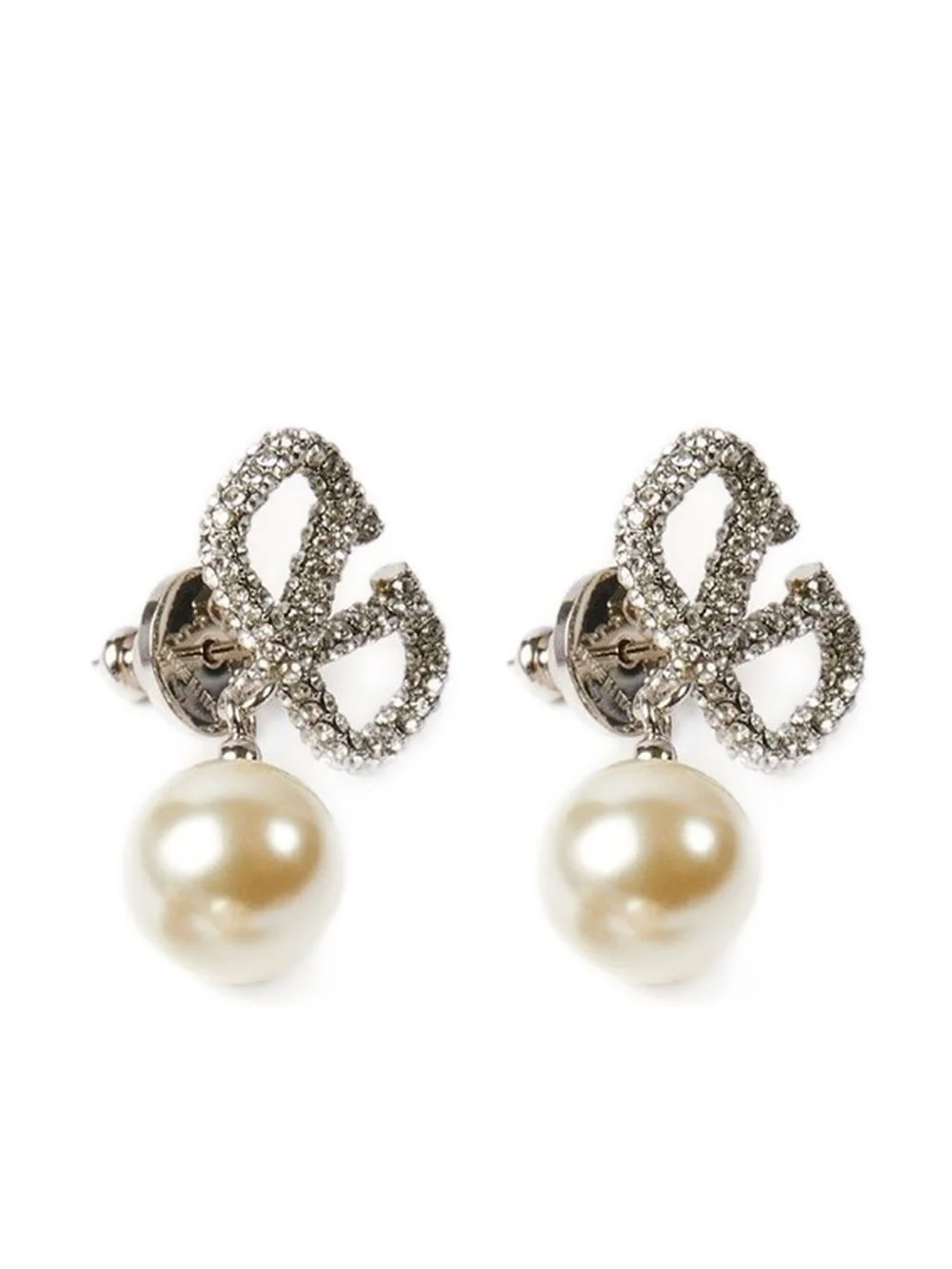 crystal-logo dangle earrings - 1