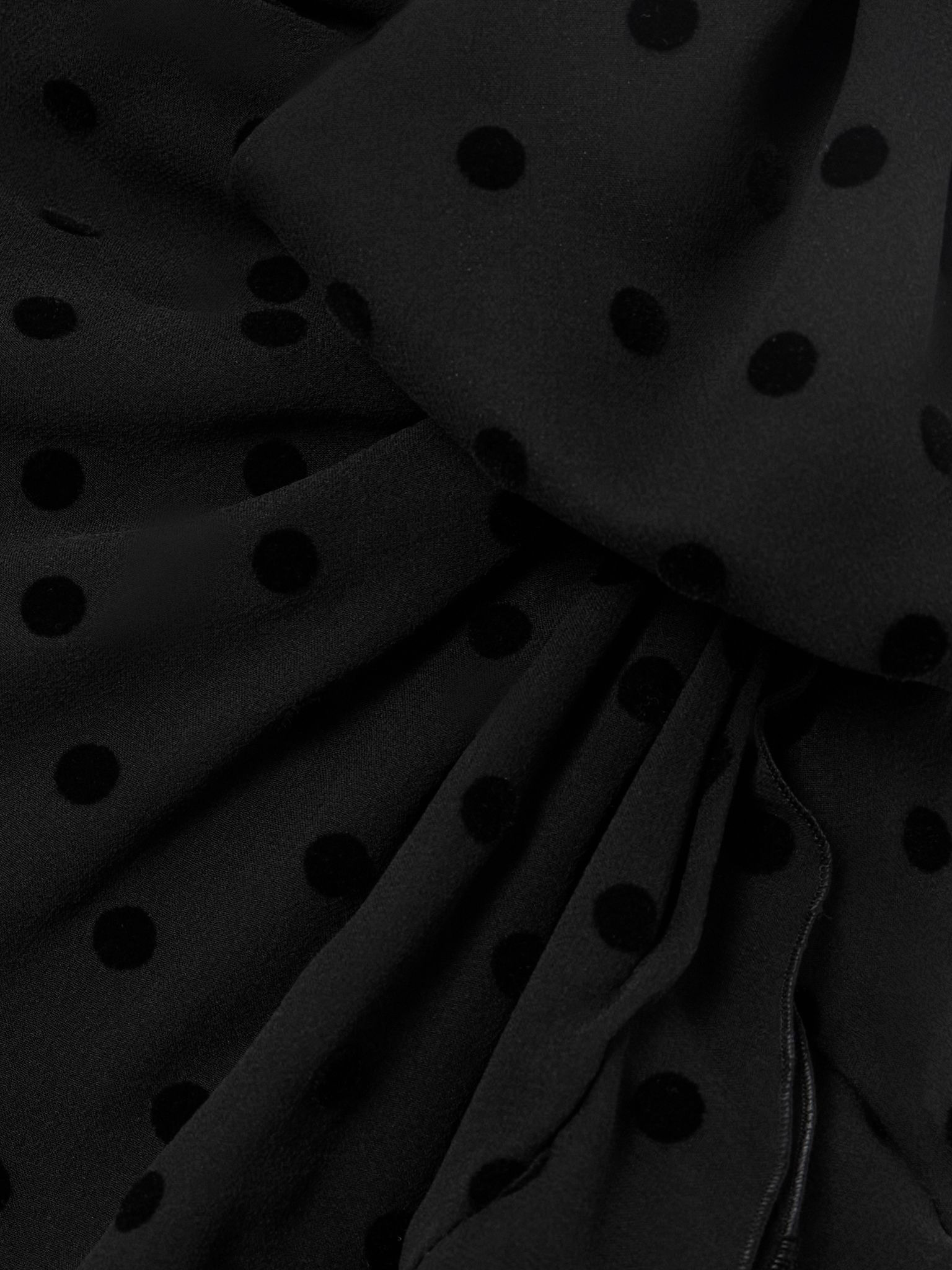 Ruffled flocked silk-chiffon gown Black - 4