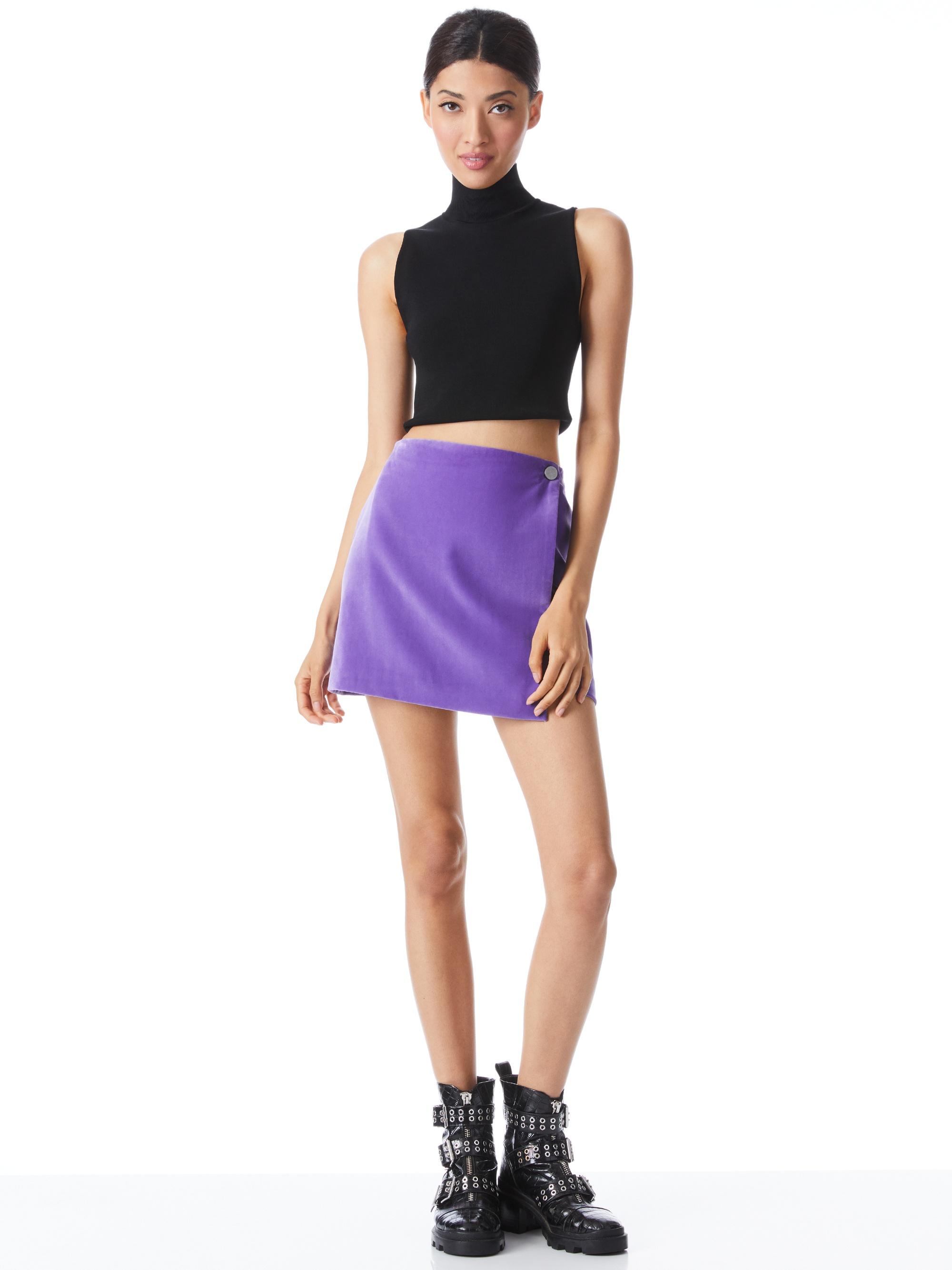 RENNA BUTTON WRAP MINI SKIRT - 4