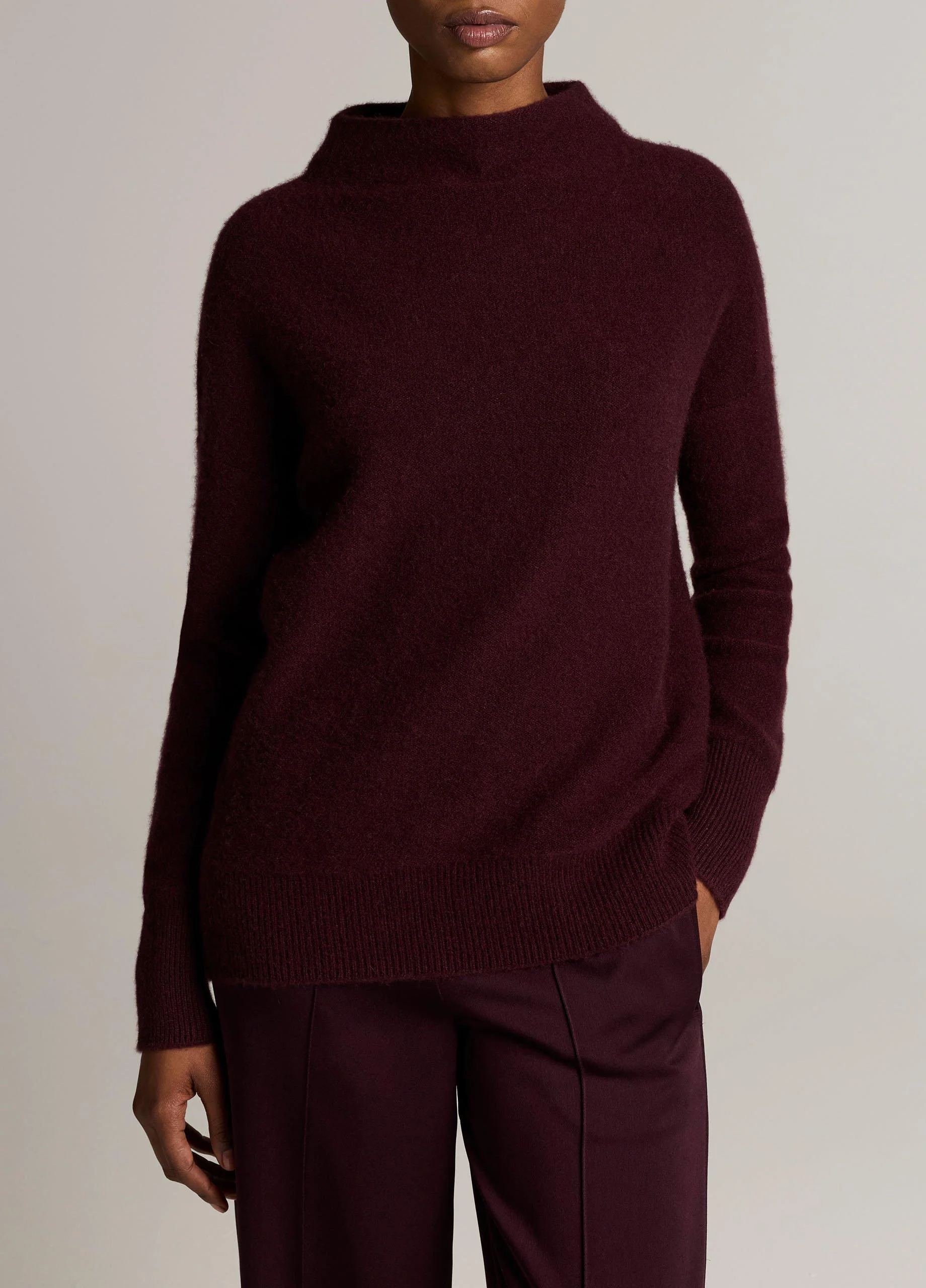Plush Cashmere Funnel-Neck Sweater - 1