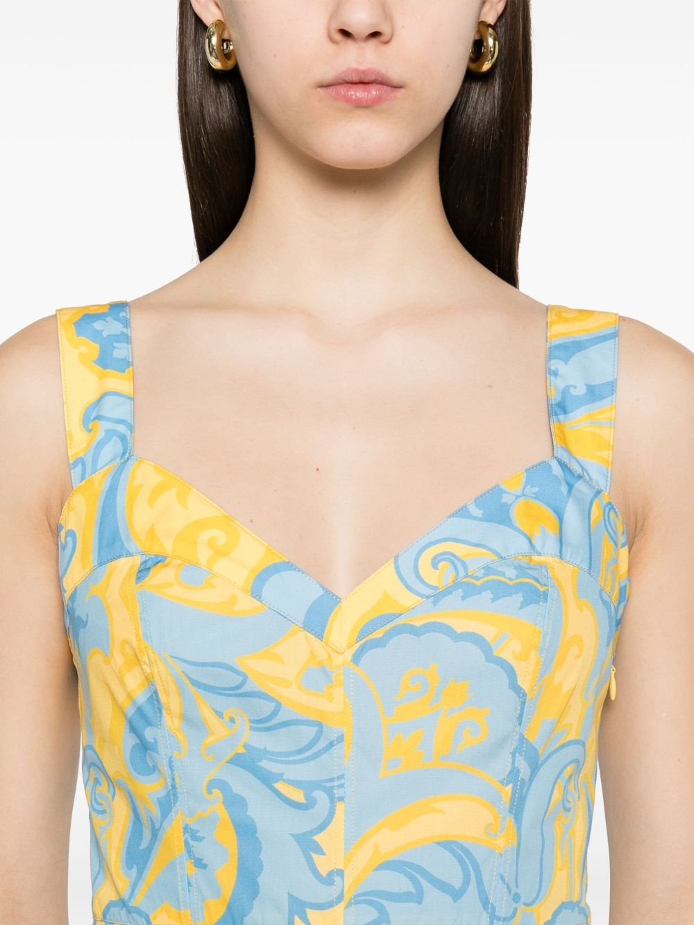printed cotton midi dress - 5