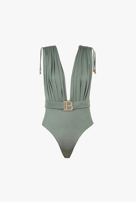 Draped khaki one-piece - 1