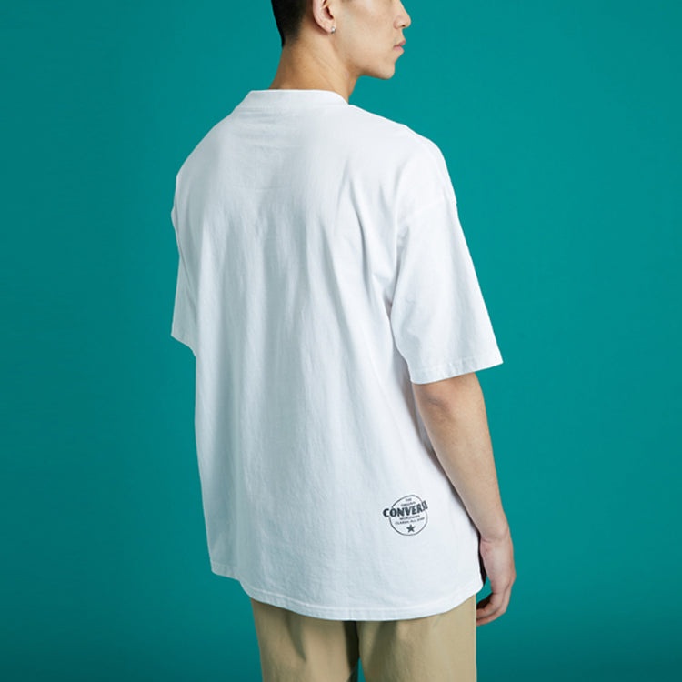 Men's Converse Skate Loose Printing Sports Round Neck Short Sleeve White 10021508-A03 - 4