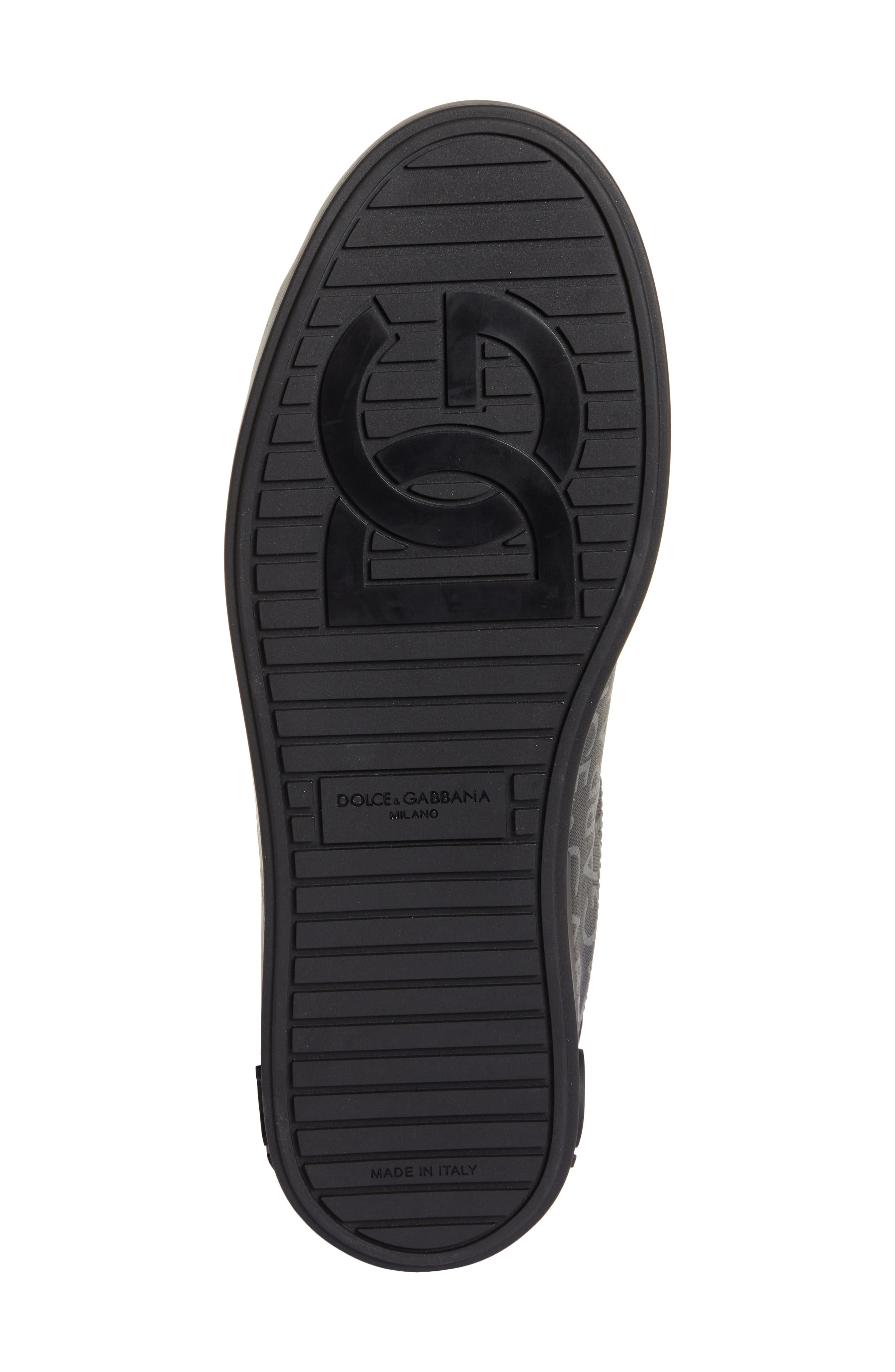 Dolce&Gabbana Portofino Logo Jacquard Sneaker in Black/Grey at Nordstrom - 6