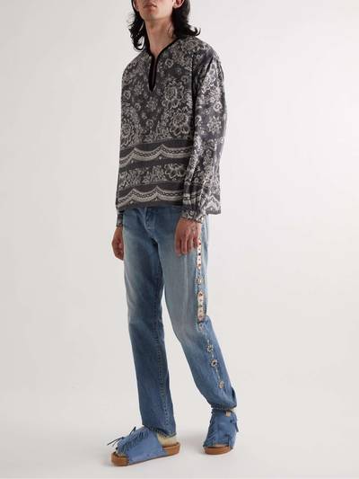visvim Velvet-Trimmed Printed Wool and Linen-Blend Shirt outlook