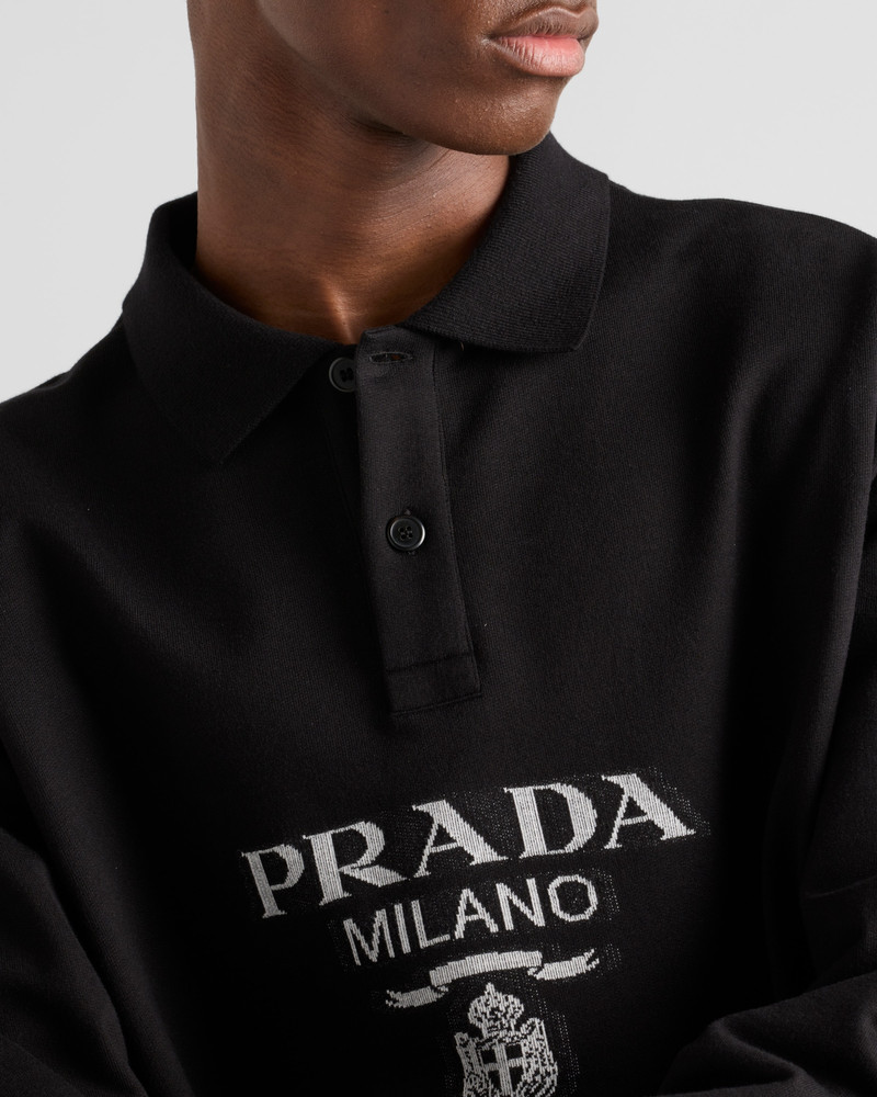 Long-sleeved cotton polo shirt 4