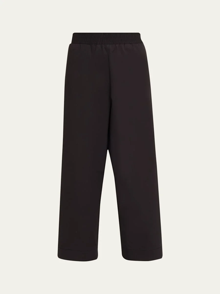 Cotton Straight-Leg Crop Pull-On Trousers - 1