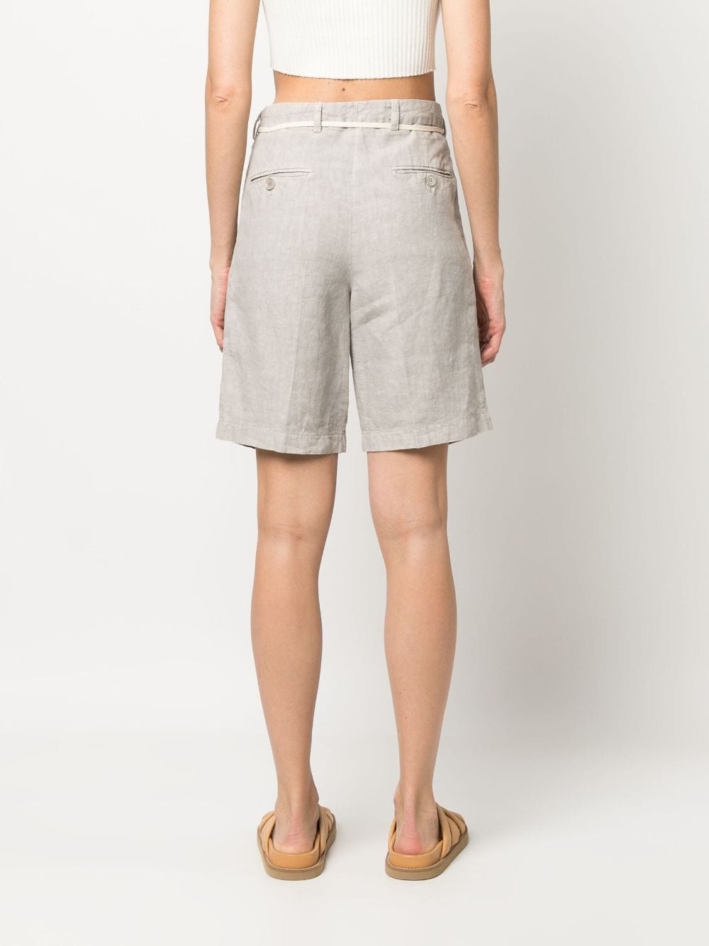 tie-waist linen shorts - 4