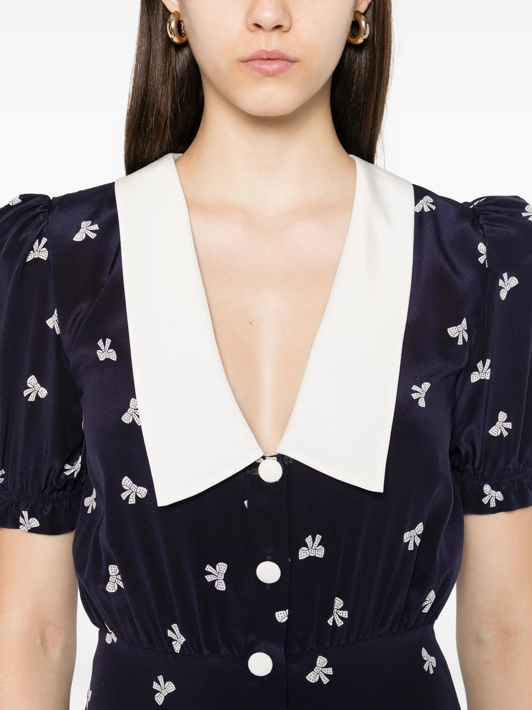 Alessandra Rich Bow-print Midi Dress - 5
