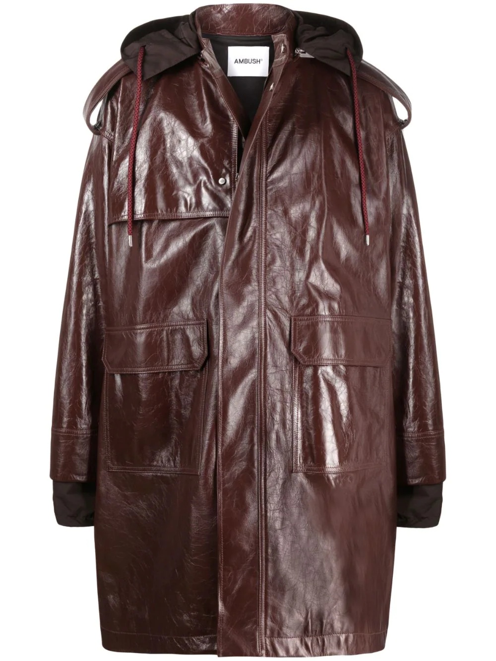 zipped-up leather coat - 1