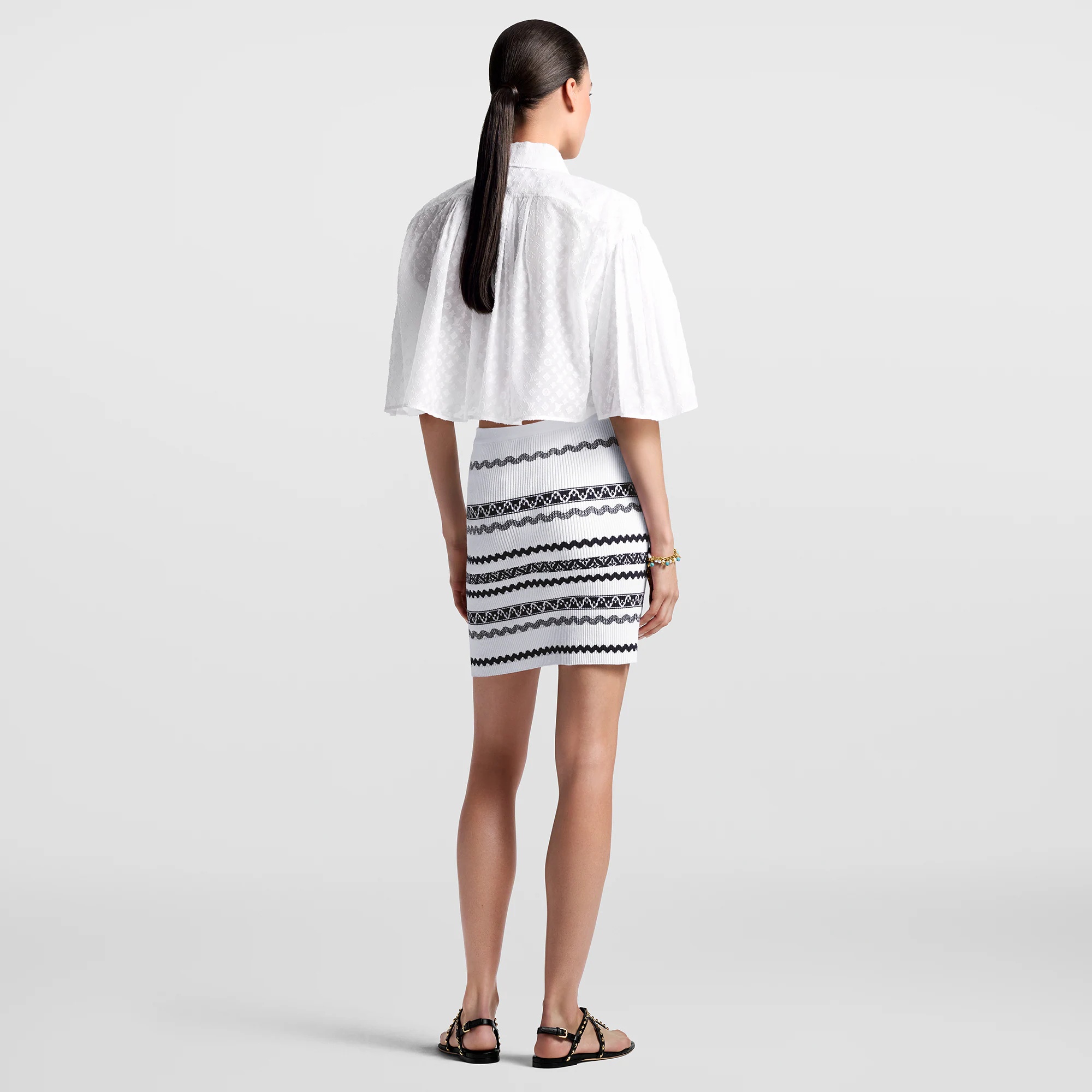 Scallop Stripe Knit Skirt - 3