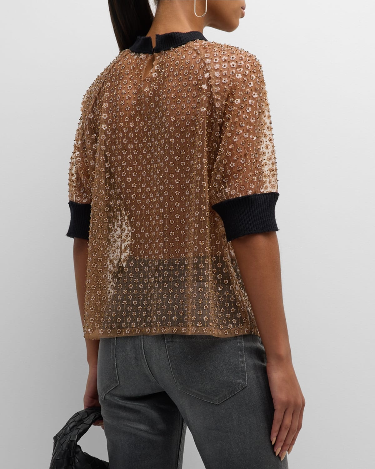 Pure Glam Sheer Floral Sequin Top - 6