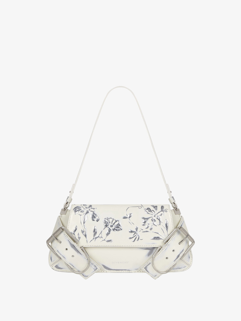 VOYOU SHOULDER FLAP BAG IN LEATHER WITH FLORAL PATTERN 1