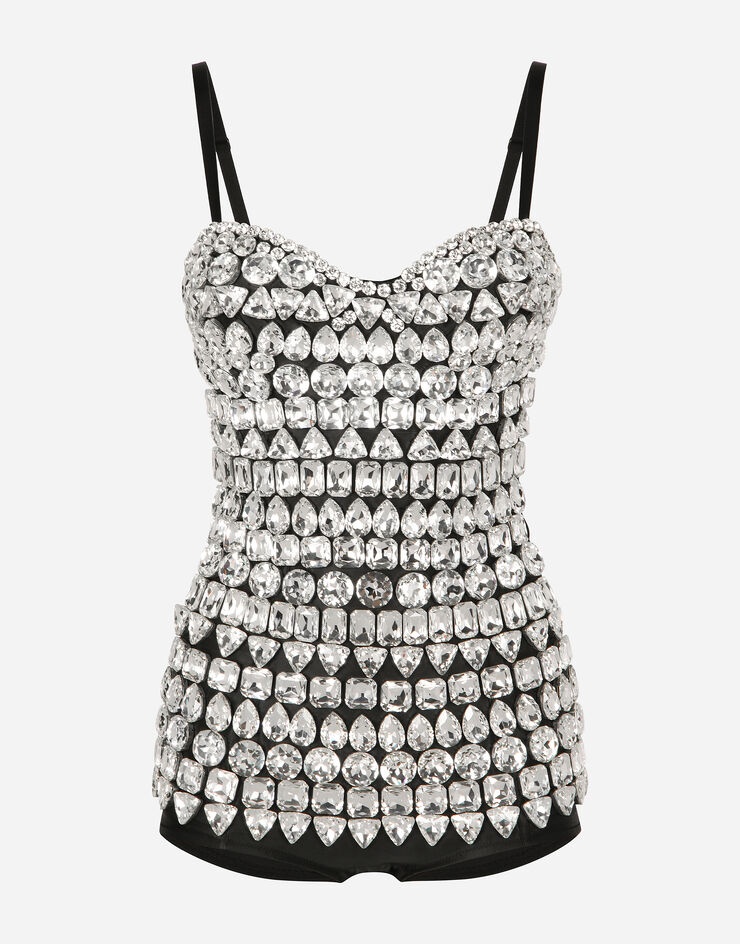 Marquisette bodysuit with rhinestone embellishment - 1