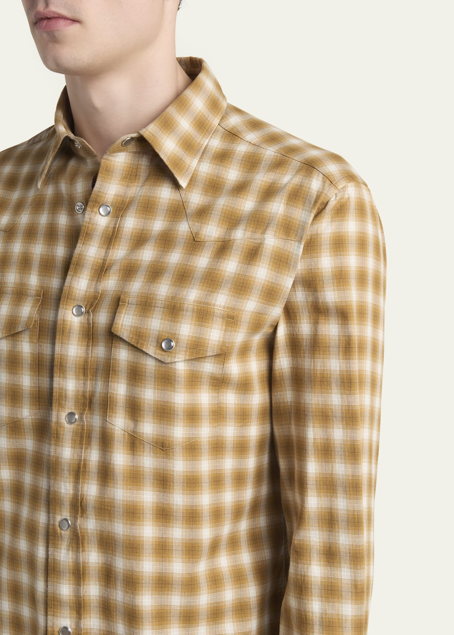 Men's Pale Soft Check Slim Fit Western Shirt - 5