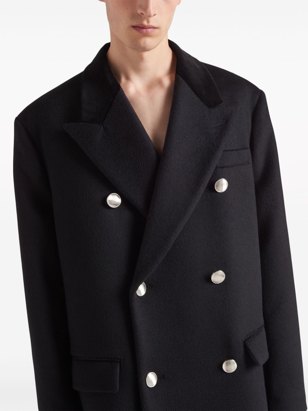 double-breasted cashmere coat - 4