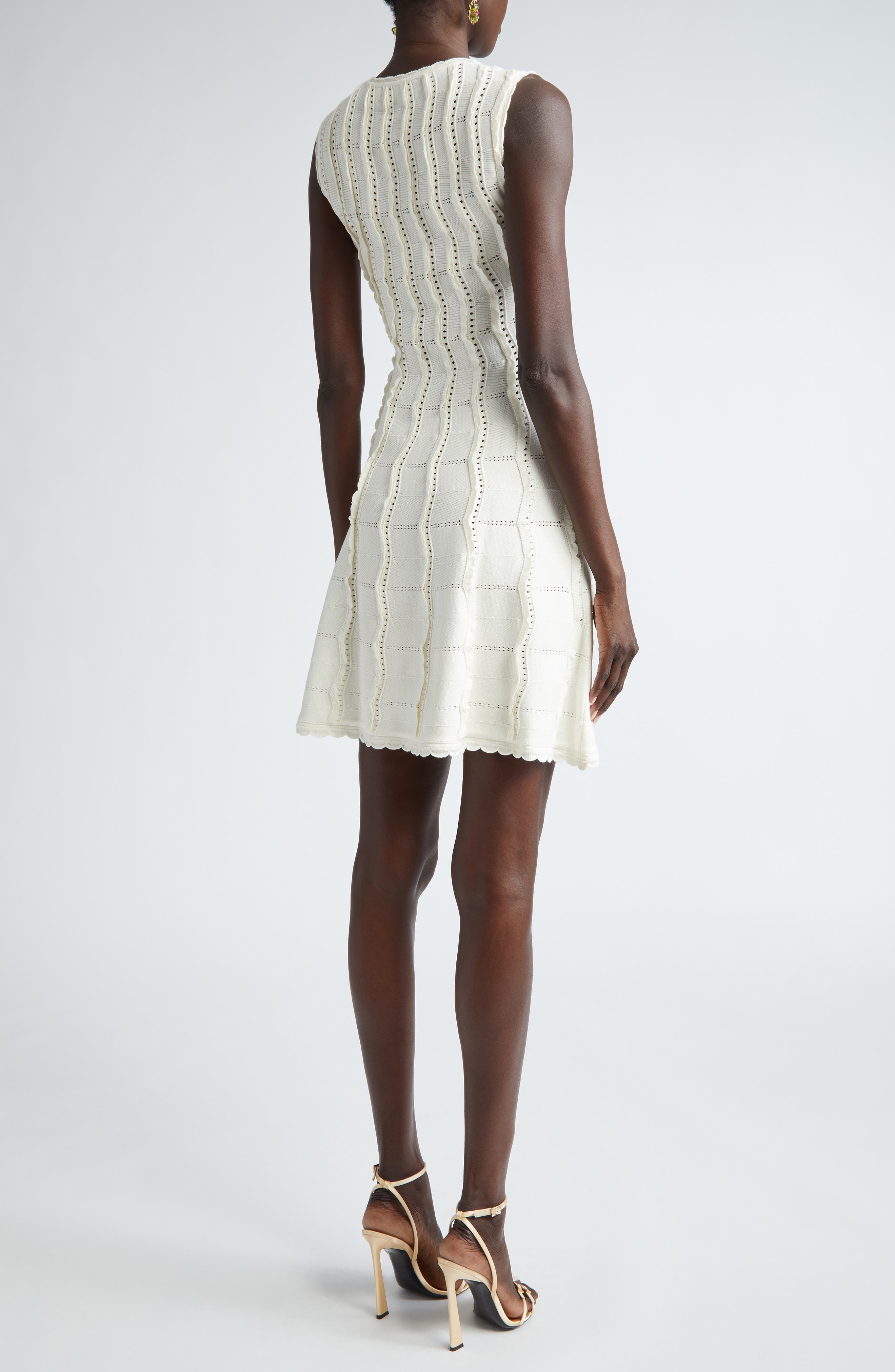 Sleeveless Wave Knit Fit & Flare Dress - 2