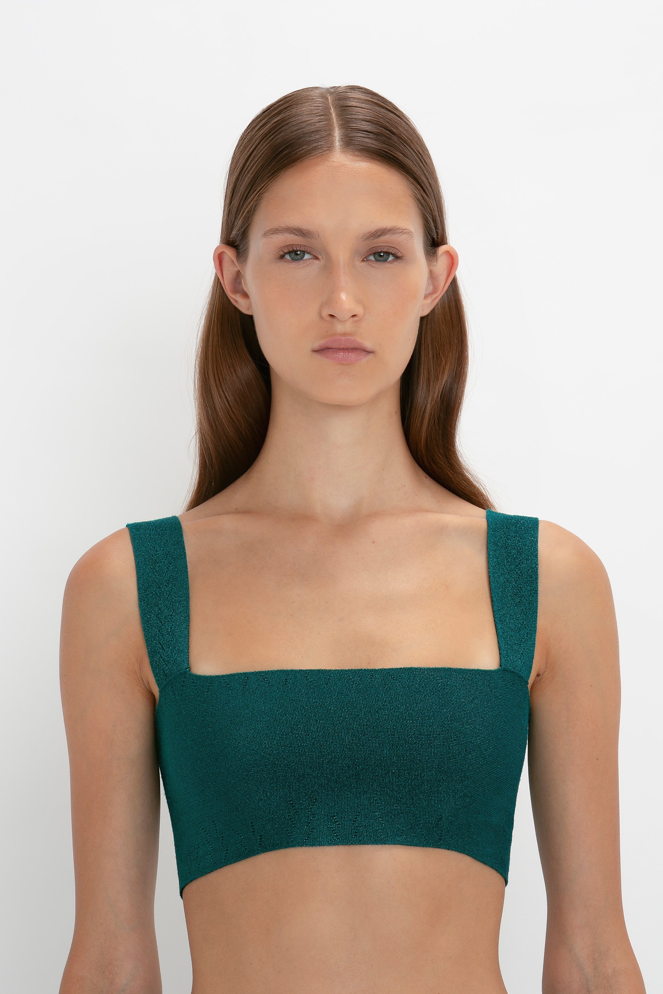 VB Body Strap Bandeau Top In Lurex Green - 5