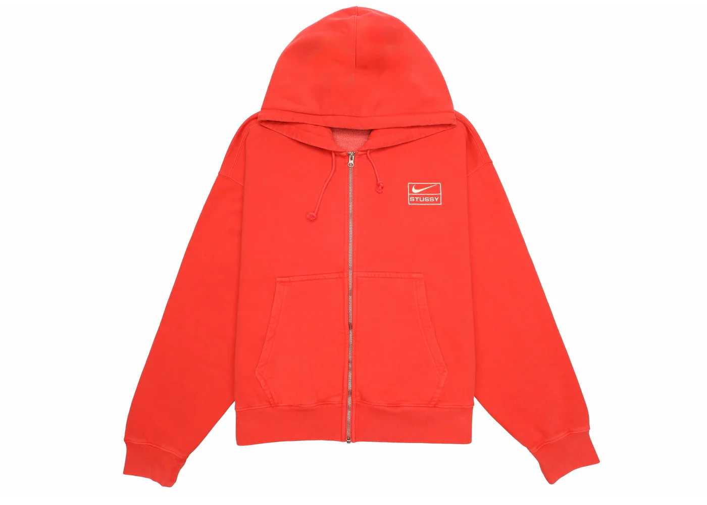 Stussy x Nike Pigment Dyed Fleece Zip Hoodie Habanero Red - 1