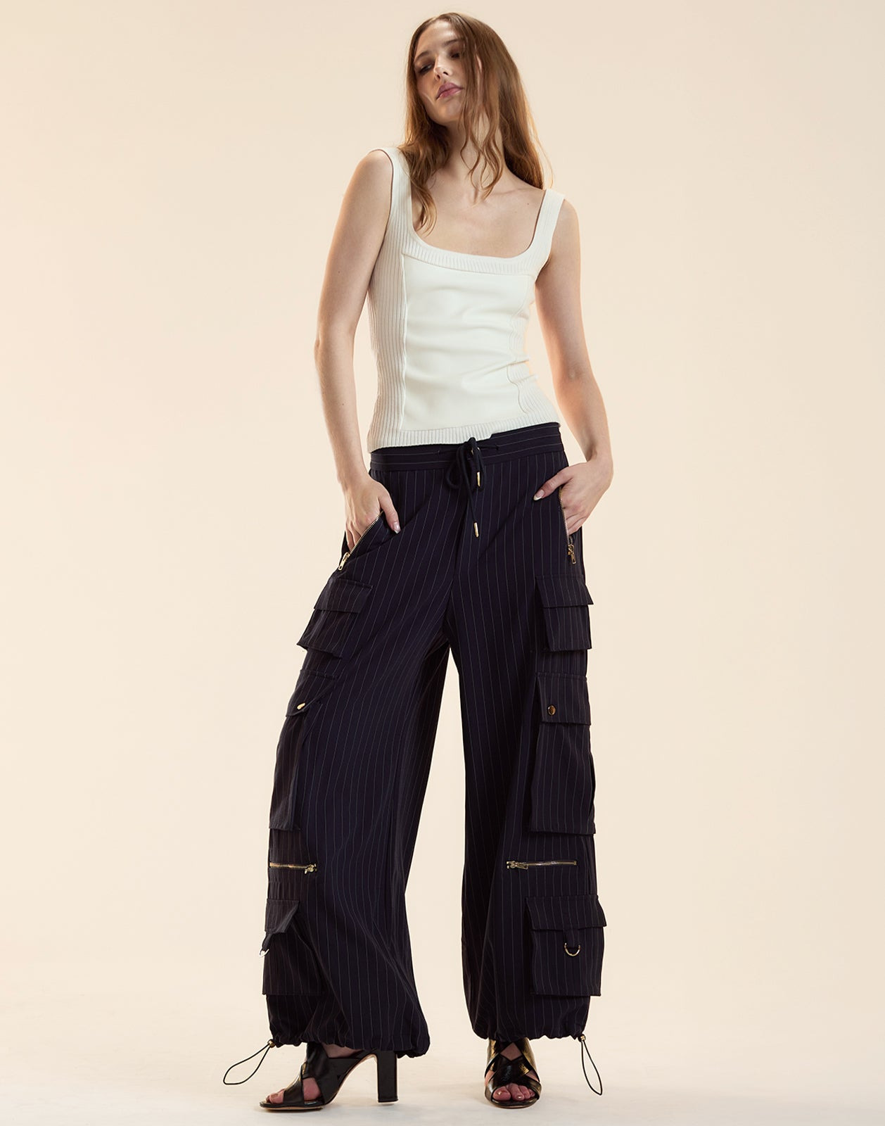 Pinstripe Cargo Pants - 4