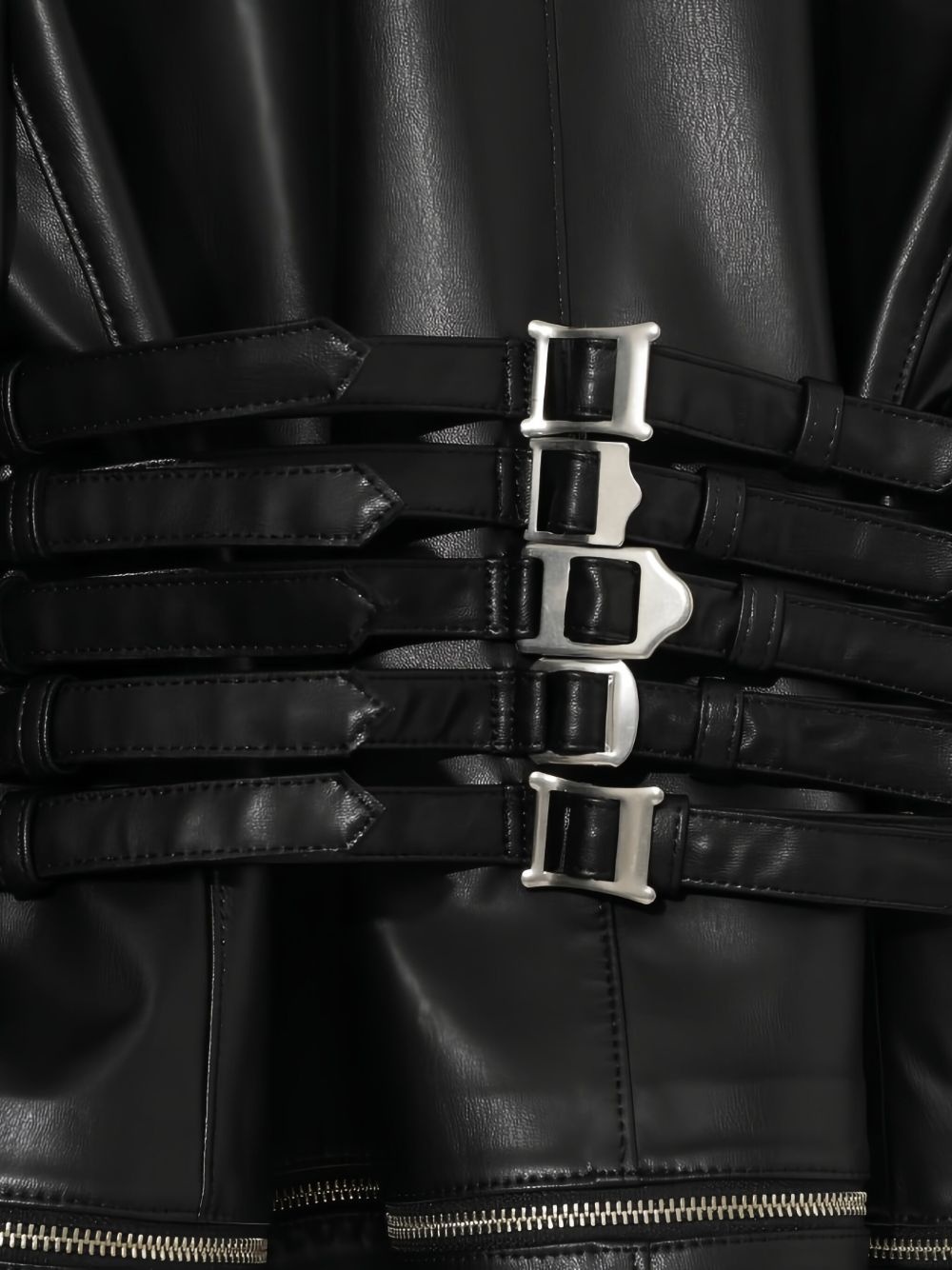 buckle-detail biker jacket - 4