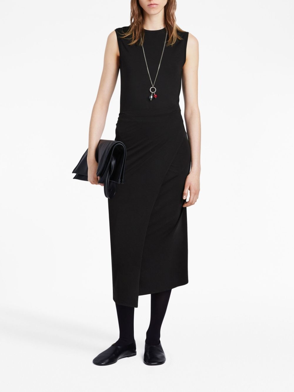 asymmetric jersey midi dress - 2