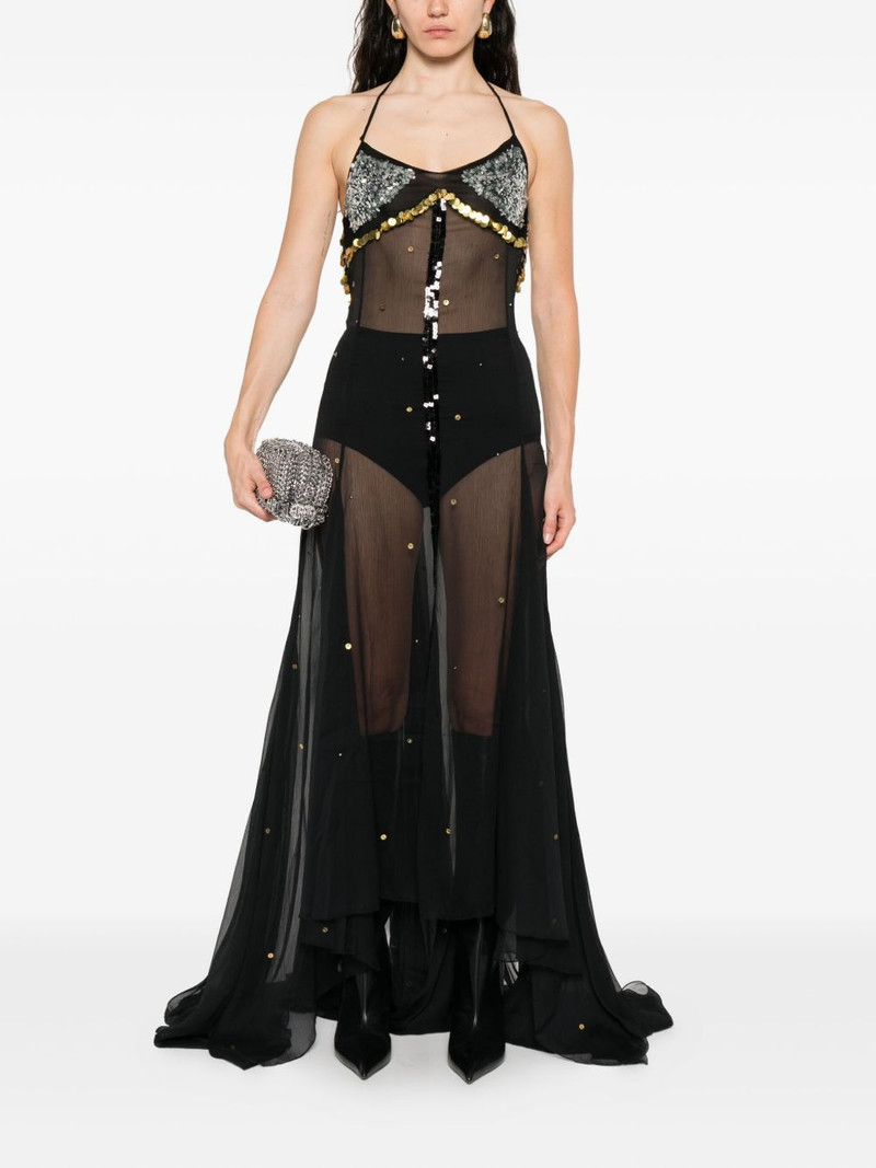 SIEDRÉS Vesina sequin-embellished halter-neck maxi dress outlook