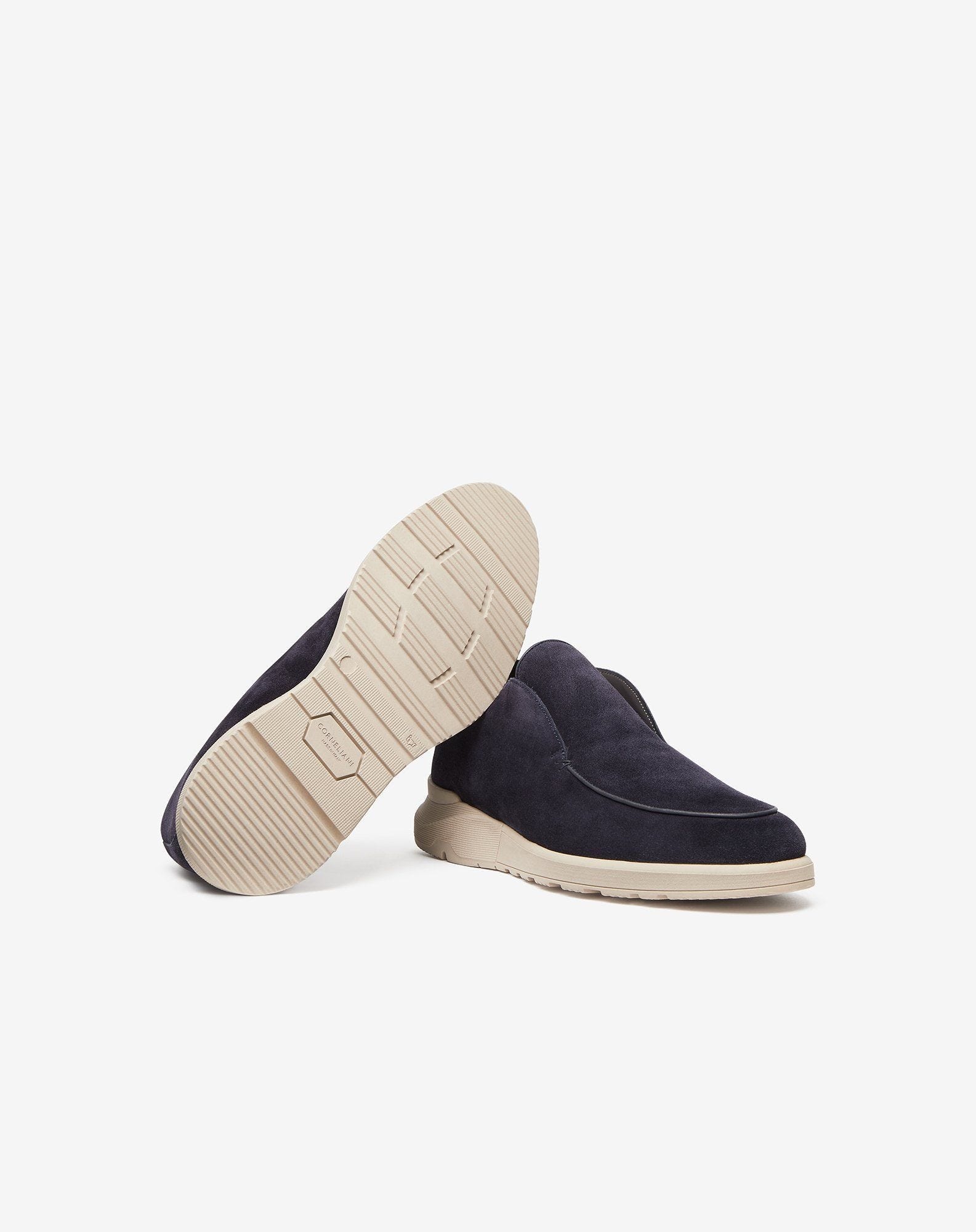 Navy blue suede slip-on loafer - 4