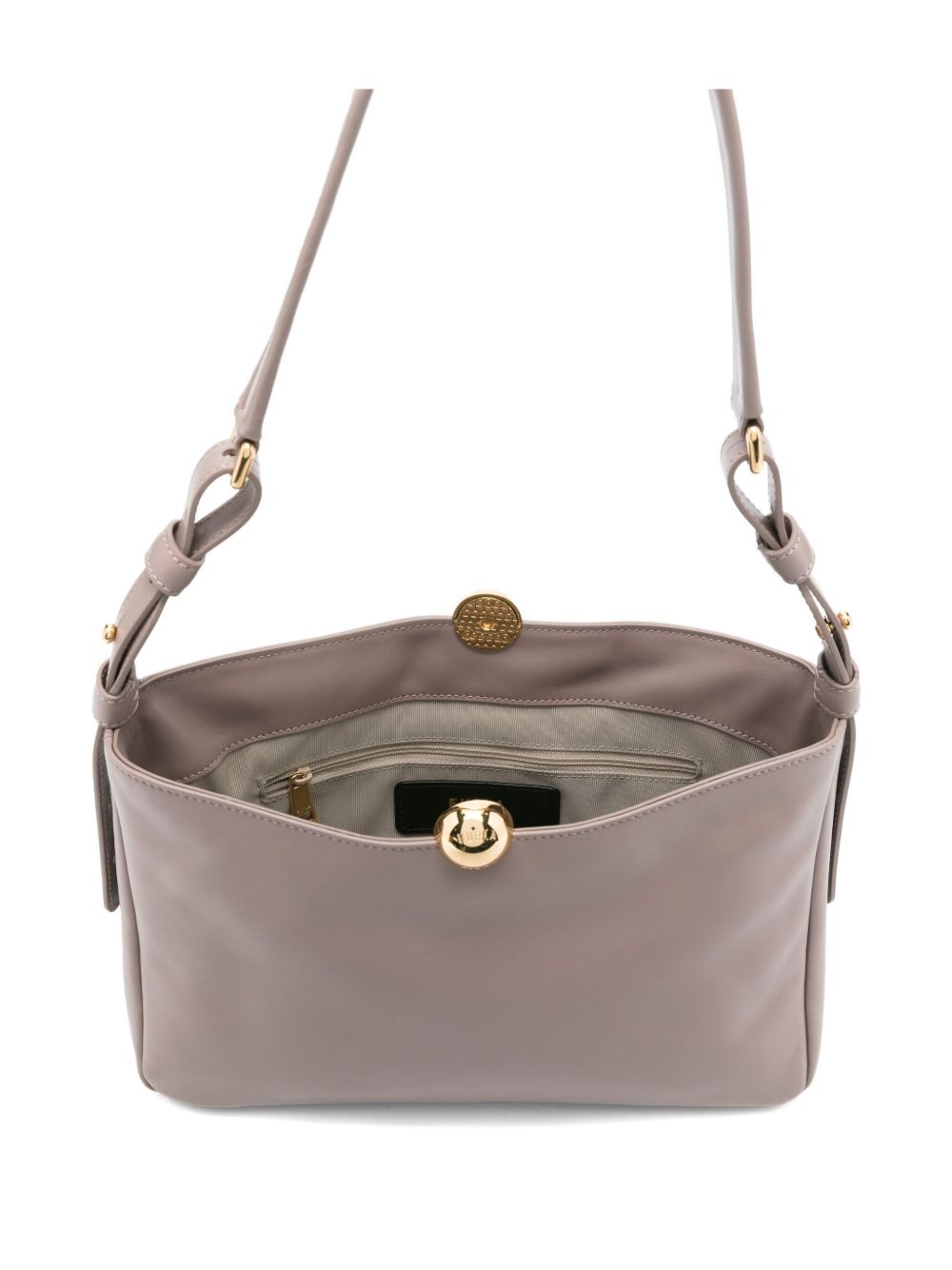 curved-top leather shoulder bag - 5