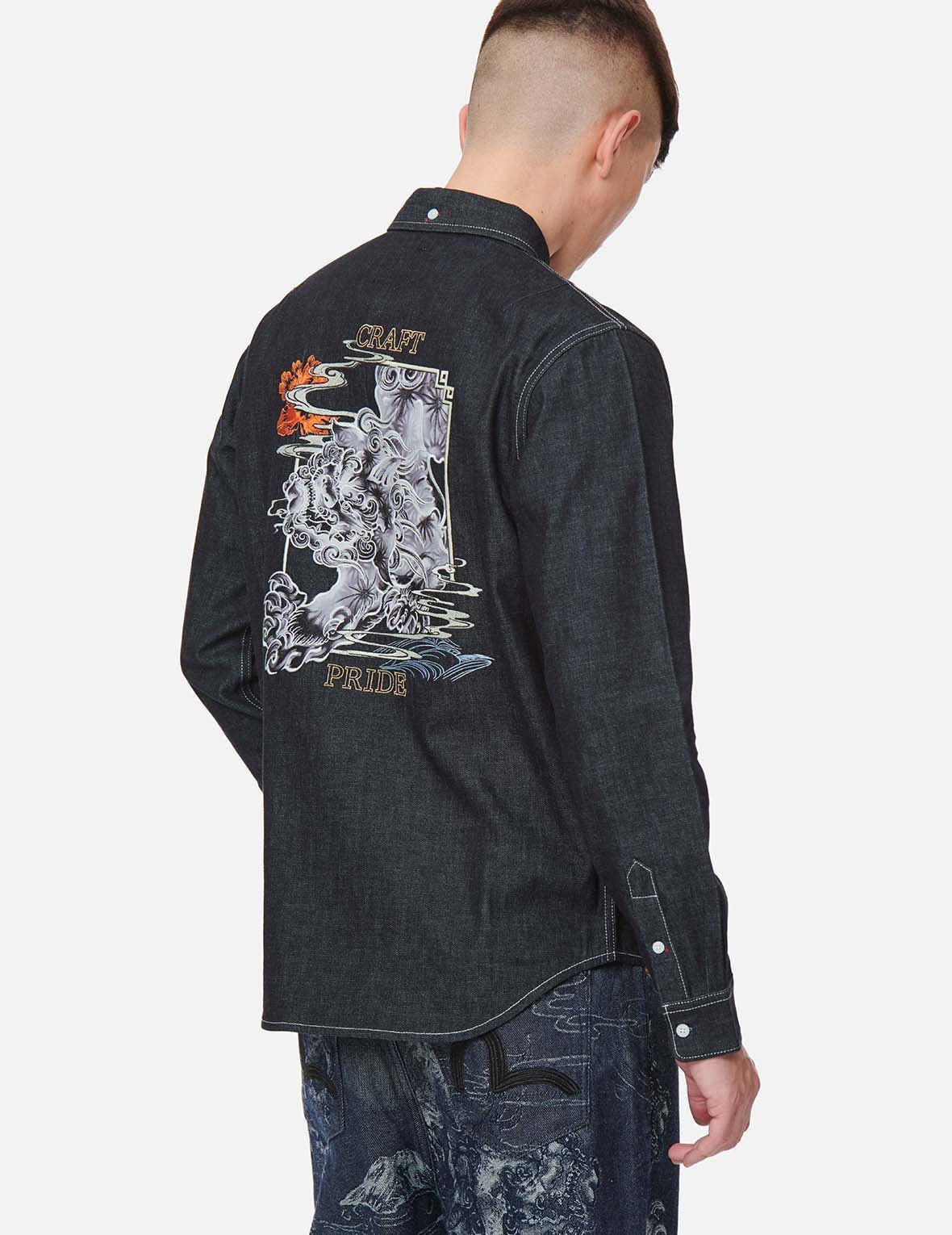 Komainu Framed Graphic Print Denim Shirt - 3