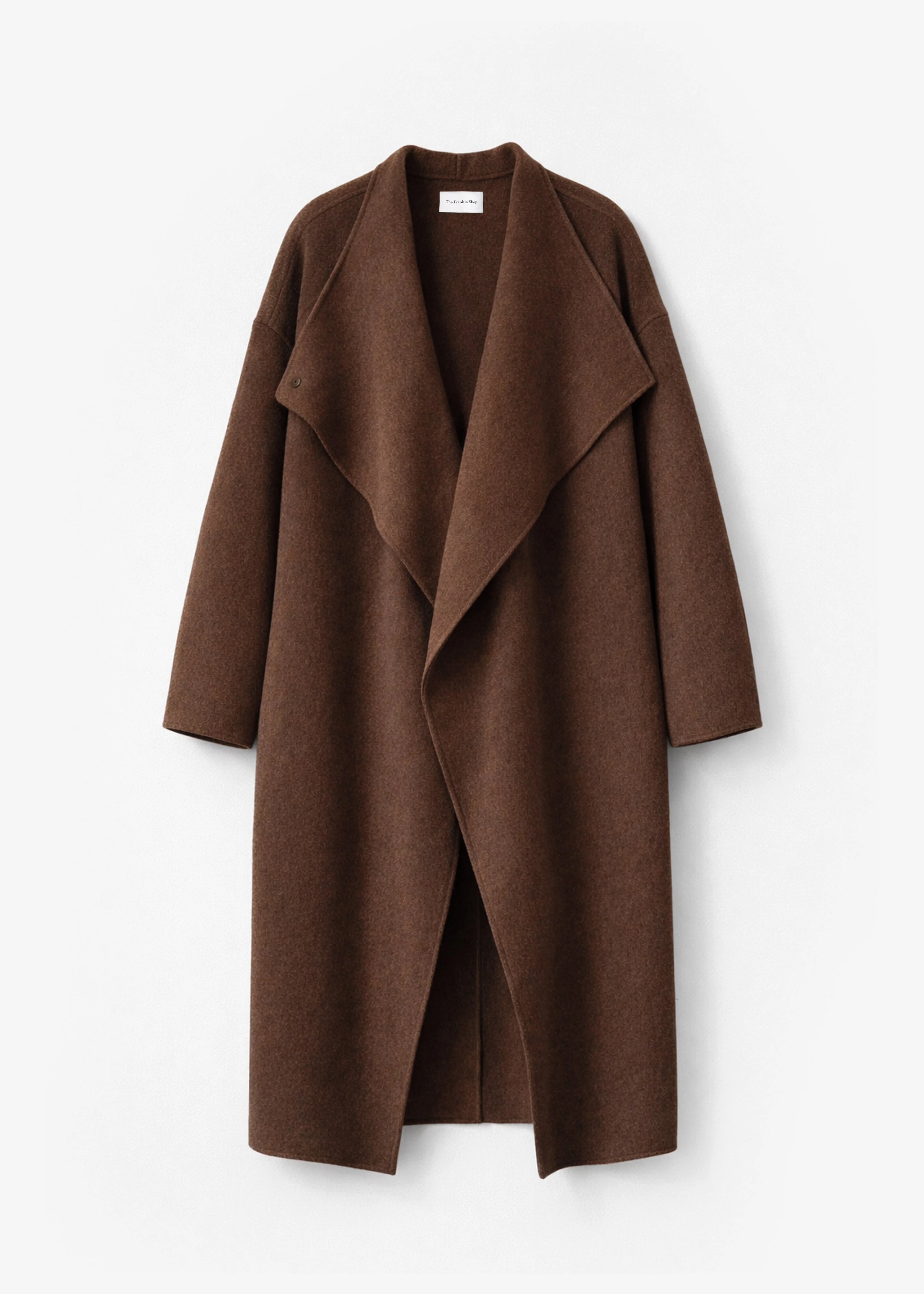 Leroy Funnel Neck Wool Coat - Brown Melange - 1
