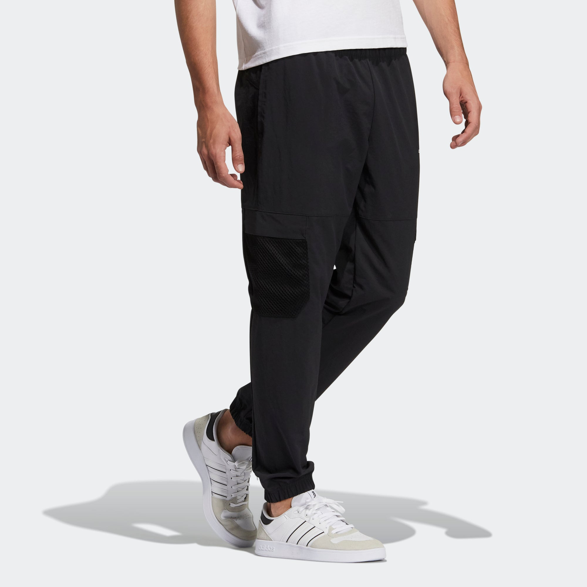 Men's adidas neo Sw Wvn Crg Tp Casual Sports Pocket Elastic Waistband Long Pants/Trousers Black H552 - 4
