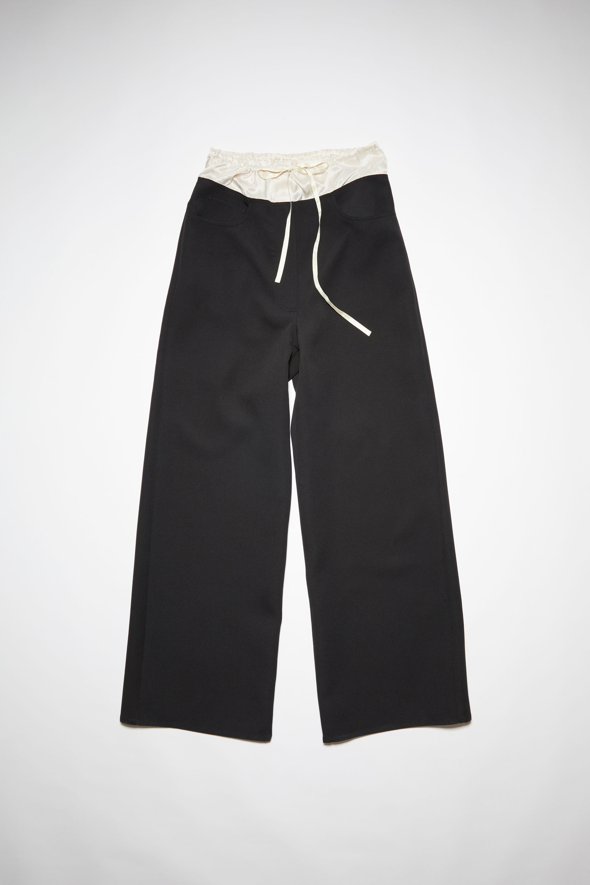 Satin contrast trousers - Black - 6