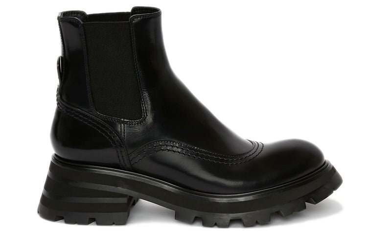 (WMNS) Alexander McQueen Leather Chelsea Ankle Boots 'Black' 666368WHZ841000 - 2