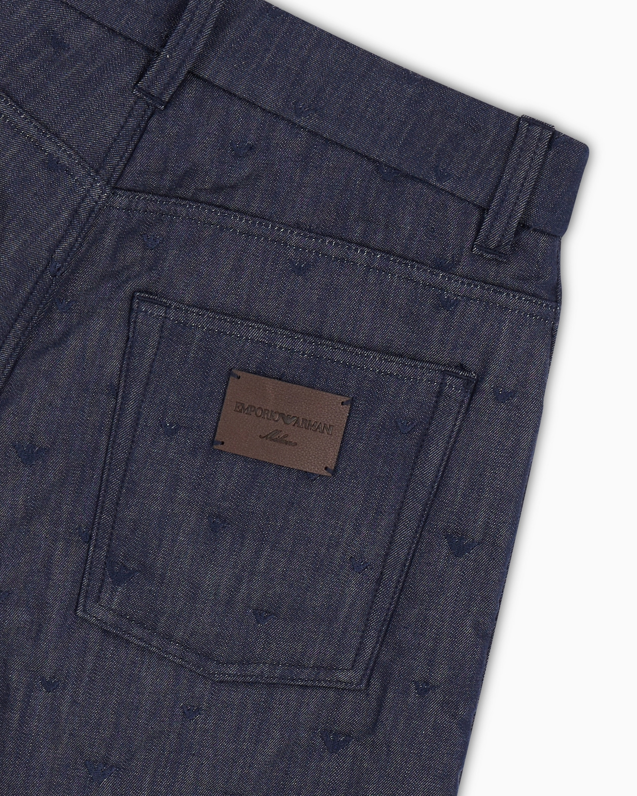 DENIM JEANS WITH ALL-OVER MICRO-EAGLE EMBROIDERY - 7