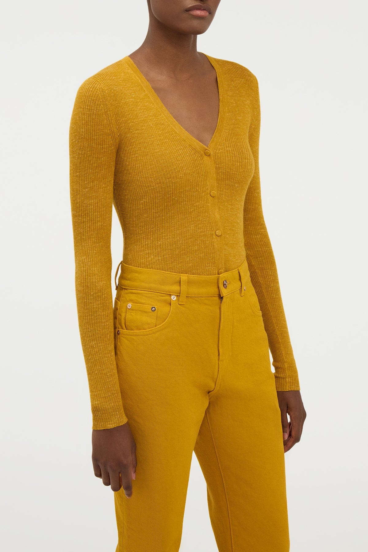 Aiste Knit Cardigan in Golden Birch Cashmere Silk with Hemp - 2