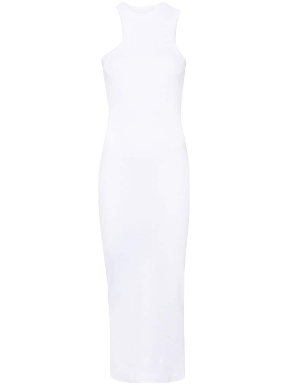 asymmetric ribbed midi dress - 1