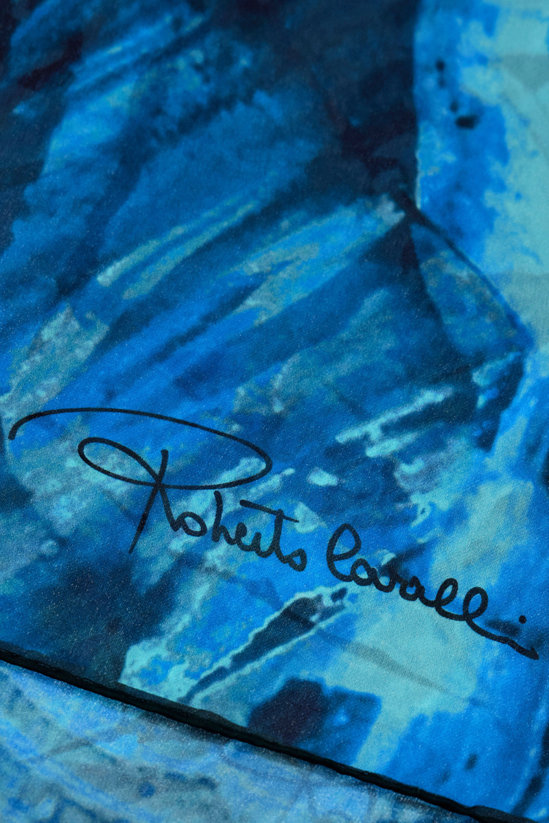 Roberto Cavalli Silk Scarf with Malachite Print outlook