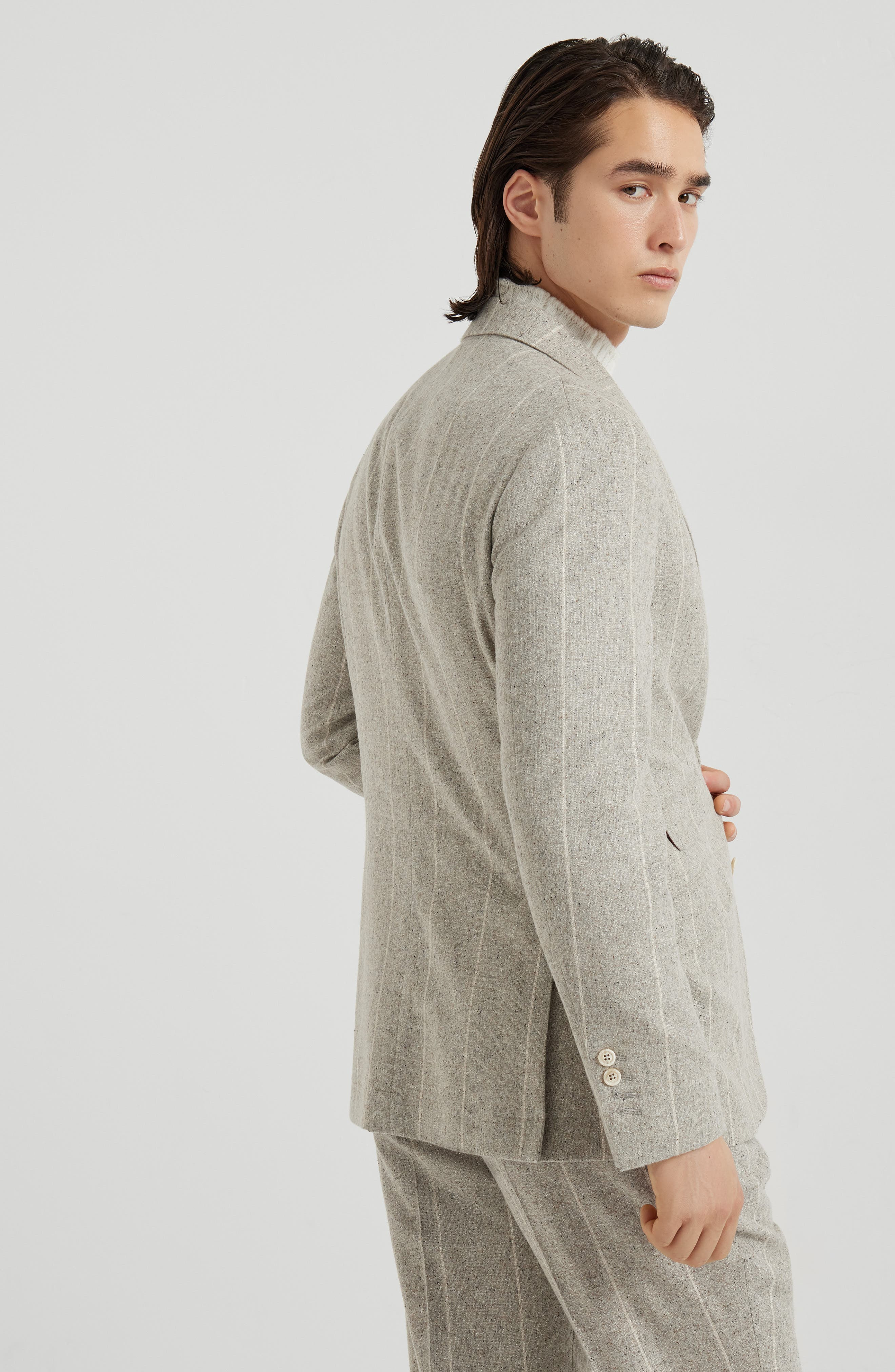 Brunello Cucinelli Deconstructed Cavallo blazer in Salt at Nordstrom - 3