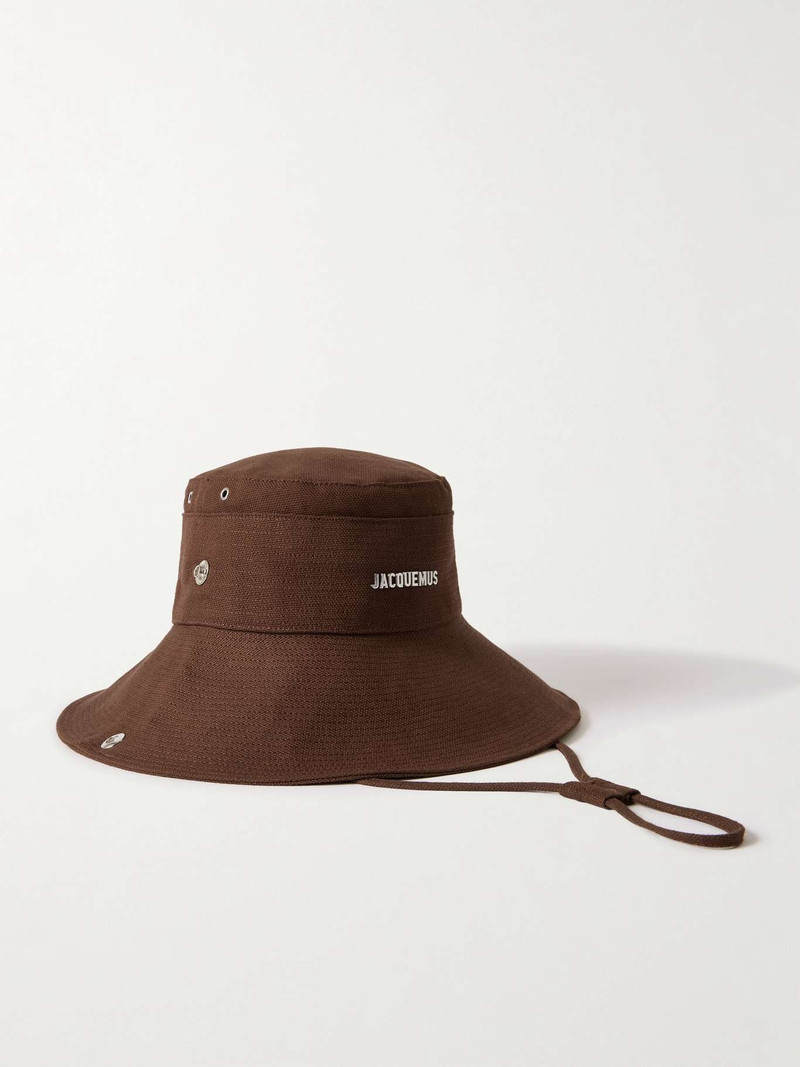 Le Bob De Nimes embellished cotton bucket hat Brown - 1