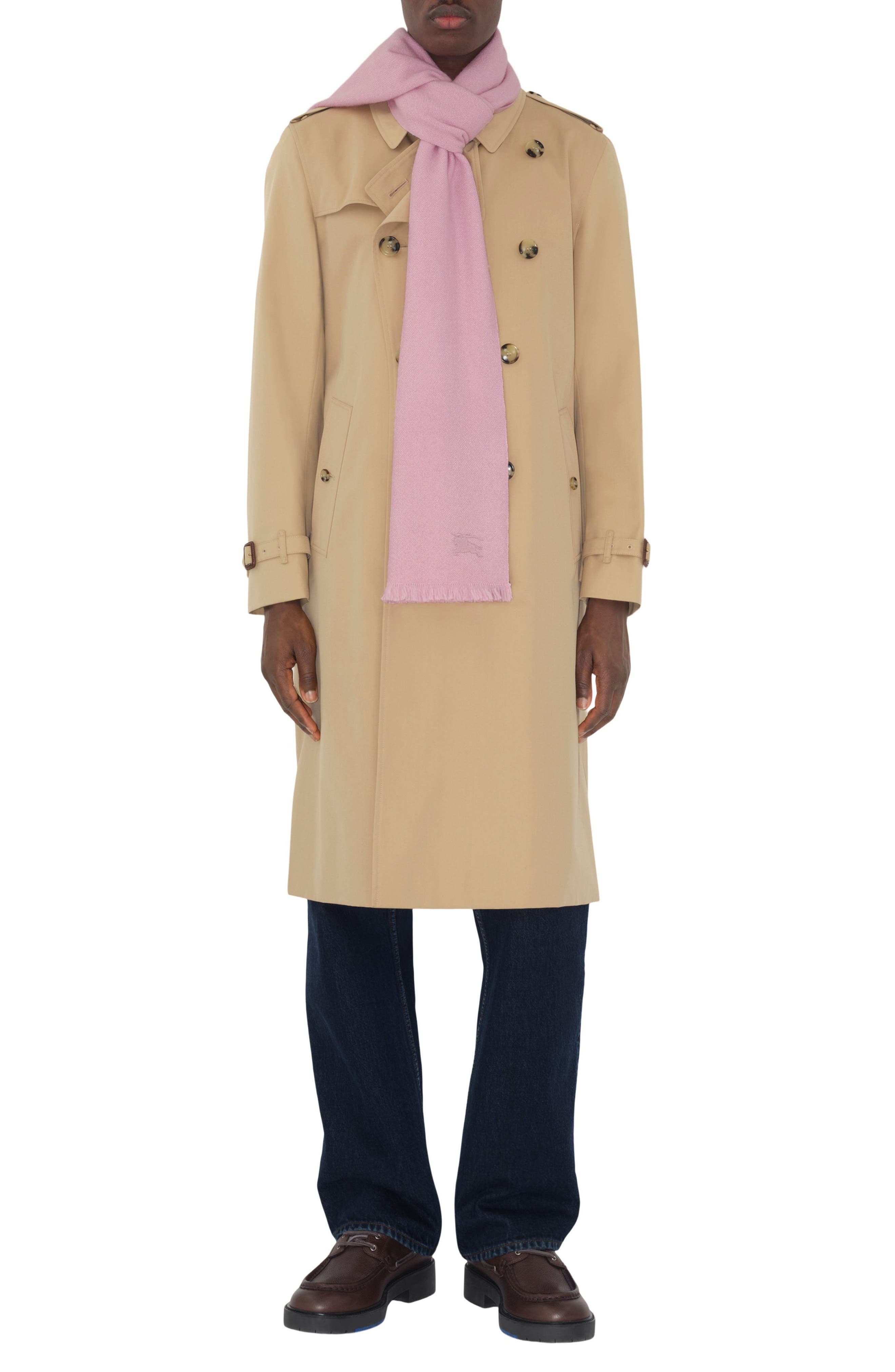 burberry Equestrian Knight Design Cashmere & Silk Fringe Scarf in Dawn at Nordstrom - 6